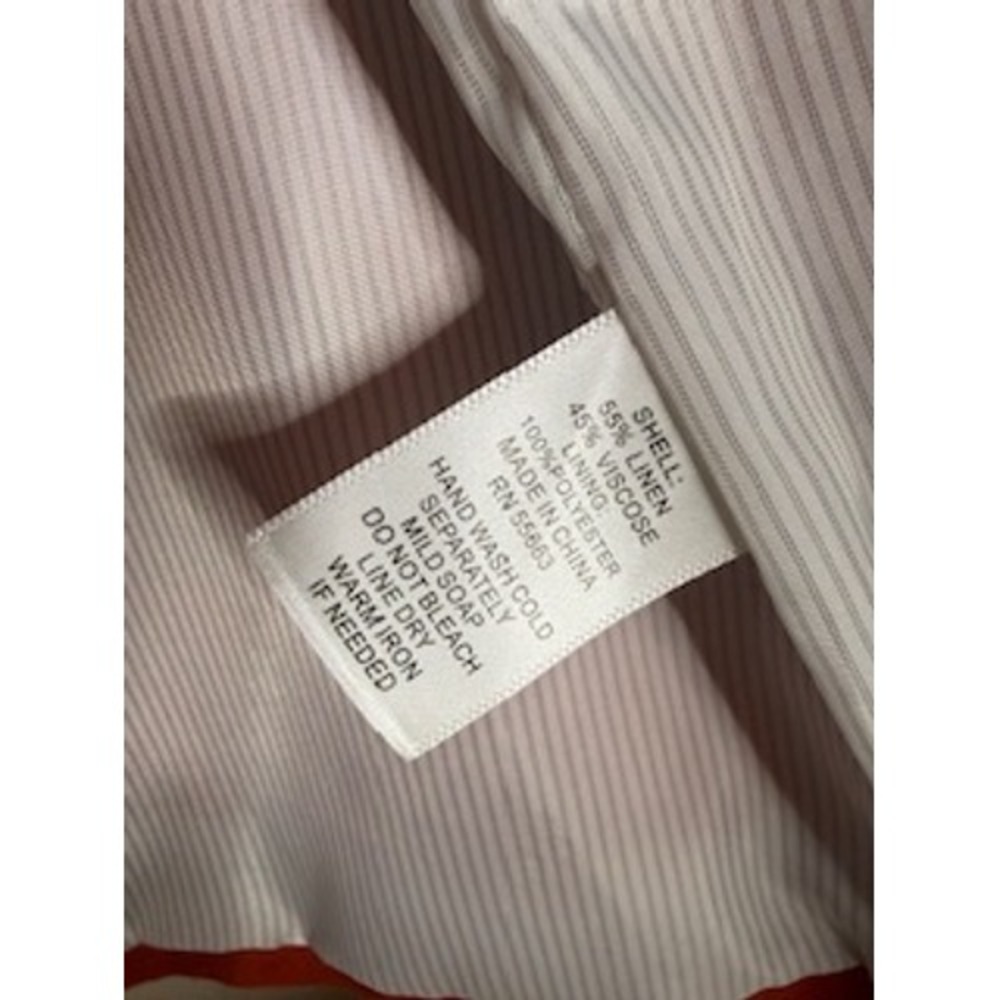 Halston Orange Linen Blend Blazer Tailored Light Shoulder Pads Medium - Picture 6 of 7